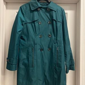 Teal Double-Breasted Trench Coat
